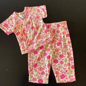 Vintage Baby Lulu Fuchsia Kimono Floral Wrap Set 6M RARE
